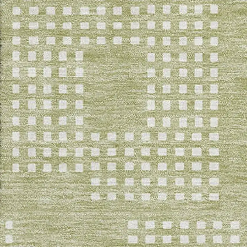 Artichoke Green And Ivory Geometric Washable Area Rug With UV Protection Photo 3