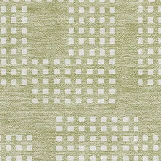 Artichoke Green And Ivory Geometric Washable Area Rug With UV Protection Photo 3