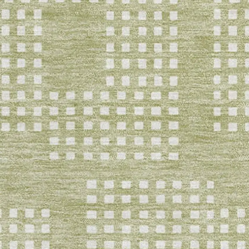 Artichoke Green And Ivory Geometric Washable Area Rug With UV Protection Photo 3