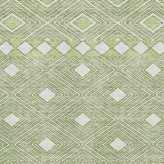Artichoke Green And Ivory Geometric Washable Area Rug With UV Protection Photo 3
