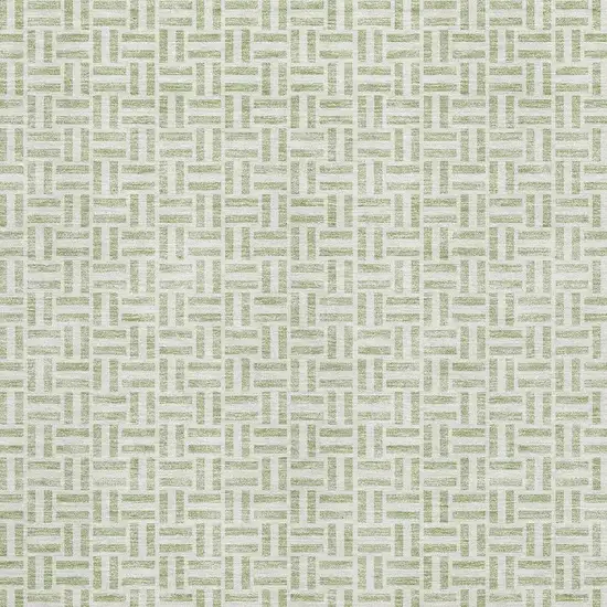 Artichoke Green And Ivory Geometric Washable Area Rug With UV Protection Photo 3