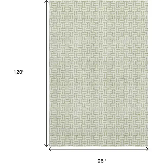 Artichoke Green And Ivory Geometric Washable Area Rug With UV Protection Photo 3
