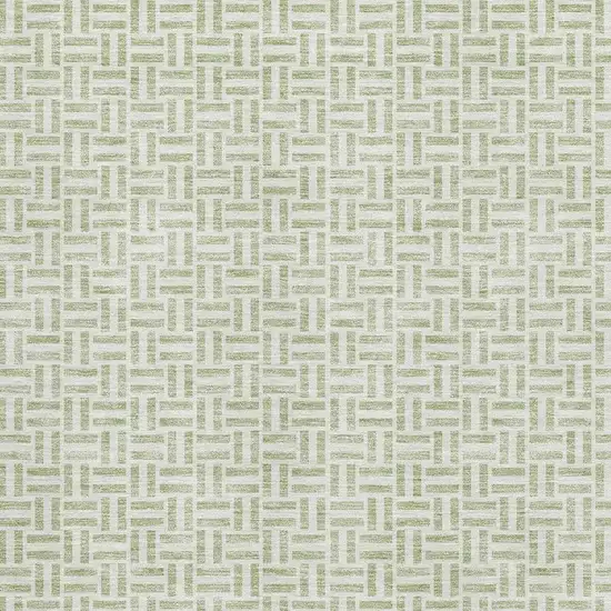 Artichoke Green And Ivory Geometric Washable Area Rug With UV Protection Photo 3