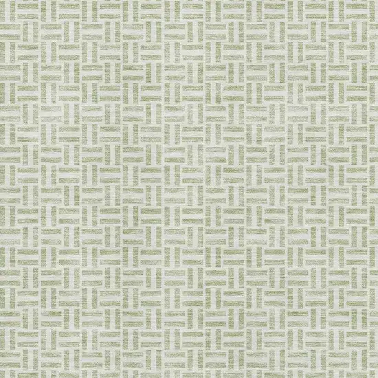 Artichoke Green And Ivory Geometric Washable Area Rug With UV Protection Photo 3