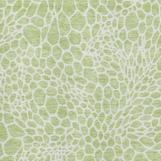 Artichoke Green And Ivory Geometric Washable Area Rug With UV Protection Photo 3