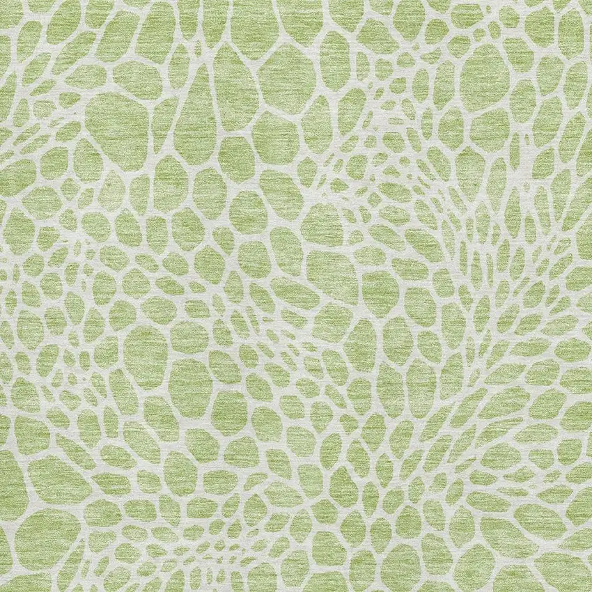 Artichoke Green And Ivory Geometric Washable Area Rug With UV Protection Photo 3