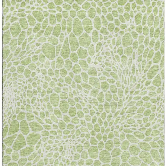 Artichoke Green And Ivory Geometric Washable Area Rug With UV Protection Photo 4
