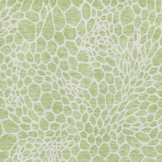 Artichoke Green And Ivory Geometric Washable Area Rug With UV Protection Photo 3