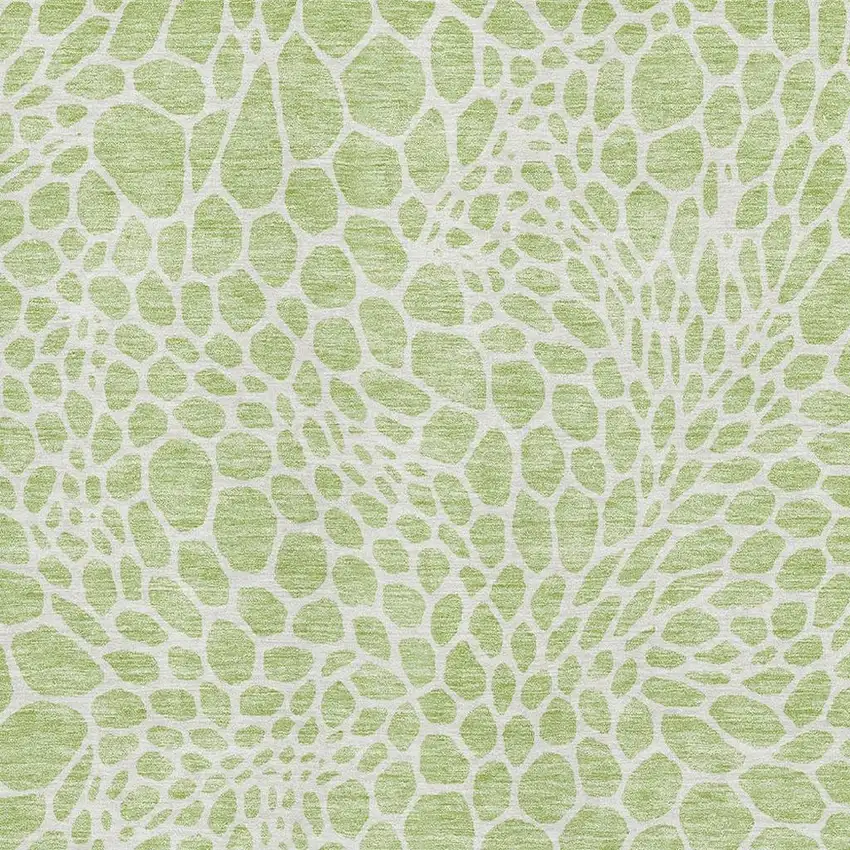 Artichoke Green And Ivory Geometric Washable Area Rug With UV Protection Photo 3