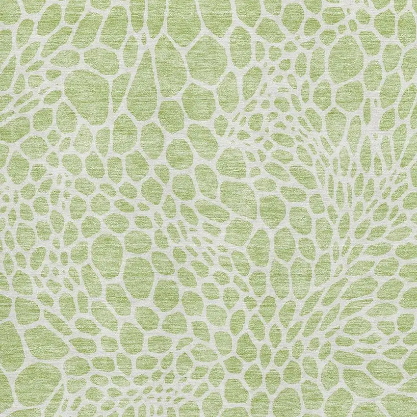 Artichoke Green And Ivory Geometric Washable Area Rug With UV Protection Photo 3