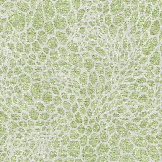 Artichoke Green And Ivory Geometric Washable Area Rug With UV Protection Photo 3