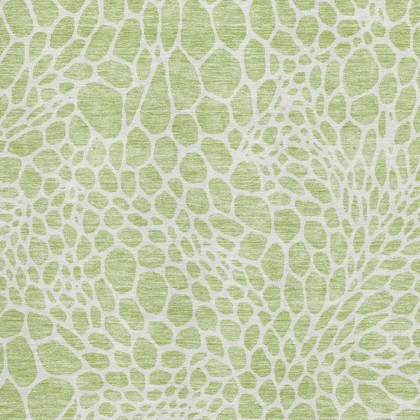 Artichoke Green And Ivory Geometric Washable Area Rug With UV Protection Photo 3