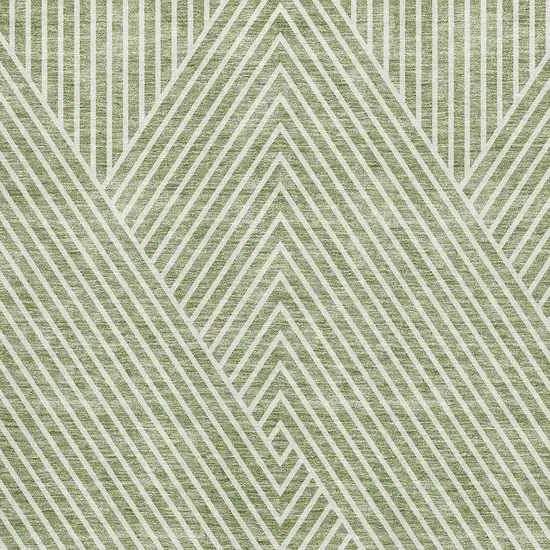 Artichoke Green And Ivory Geometric Washable Area Rug With UV Protection Photo 2