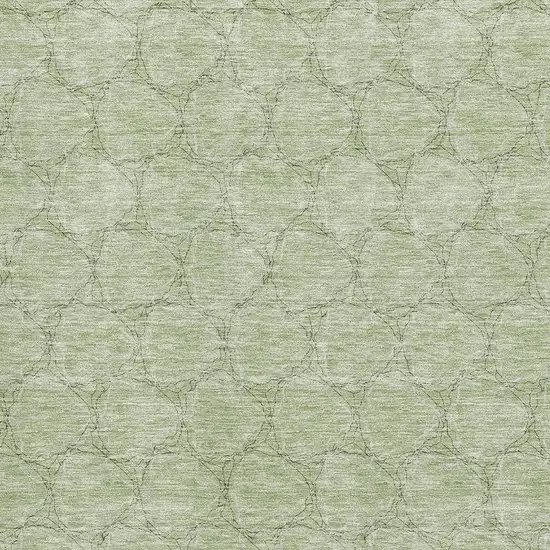 Artichoke Green And Ivory Geometric Washable Area Rug With UV Protection Photo 2