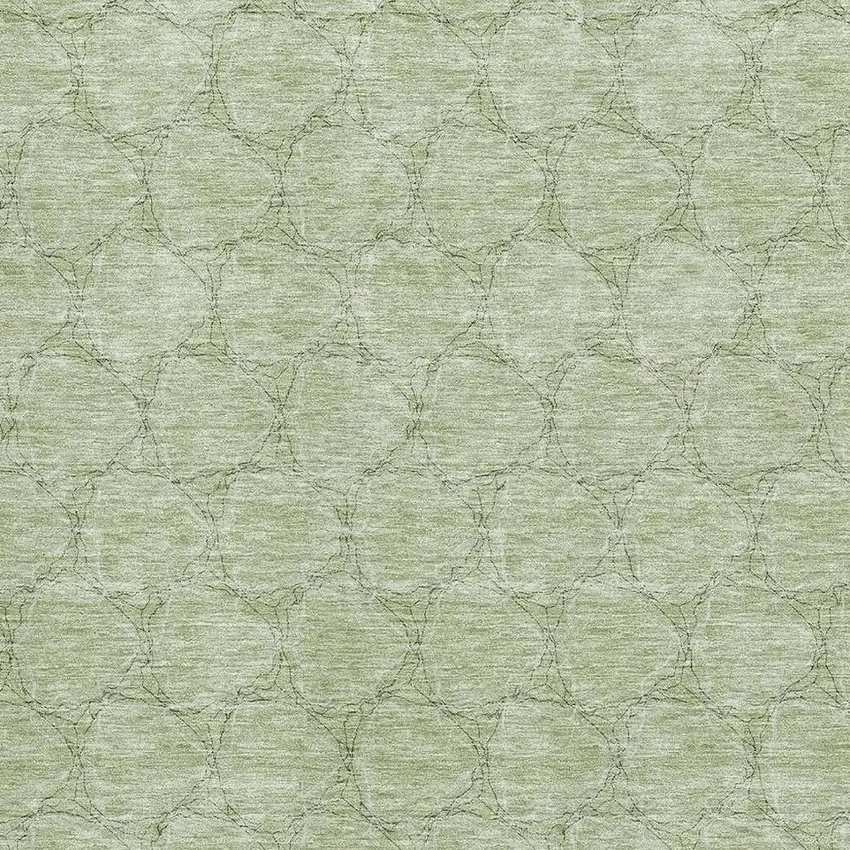 Artichoke Green And Ivory Geometric Washable Area Rug With UV Protection Photo 2