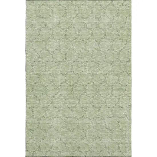 Artichoke Green And Ivory Geometric Washable Area Rug With UV Protection Photo 1