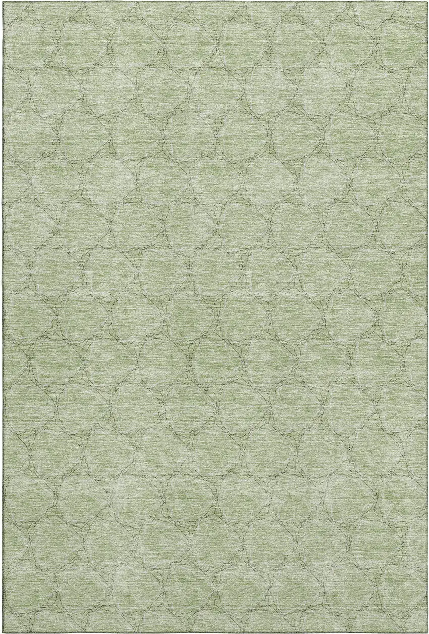 Artichoke Green And Ivory Geometric Washable Area Rug With UV Protection Photo 1