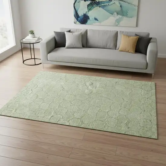 Artichoke Green And Ivory Geometric Washable Area Rug With UV Protection Photo 2