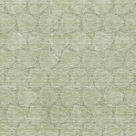 Artichoke Green And Ivory Geometric Washable Area Rug With UV Protection Photo 2