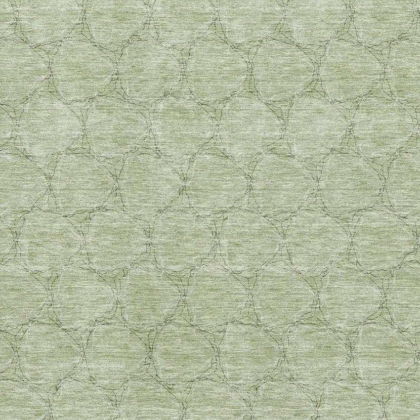 Artichoke Green And Ivory Geometric Washable Area Rug With UV Protection Photo 2