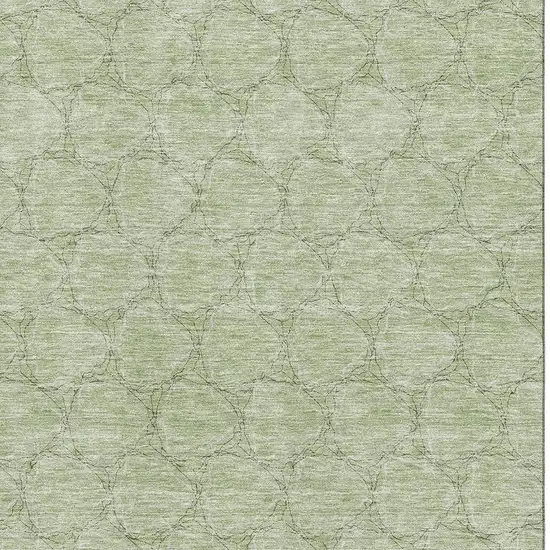 Artichoke Green And Ivory Geometric Washable Area Rug With UV Protection Photo 2