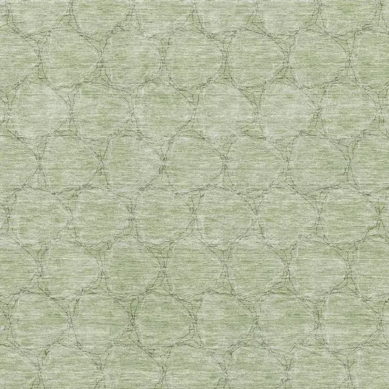 Artichoke Green And Ivory Geometric Washable Area Rug With UV Protection Photo 2