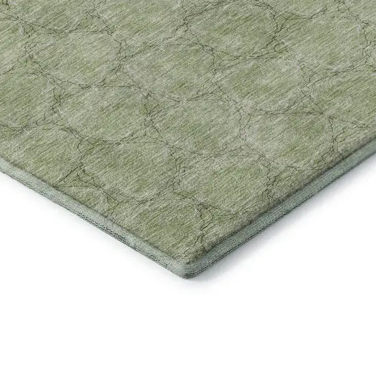 Artichoke Green And Ivory Geometric Washable Area Rug With UV Protection Photo 7