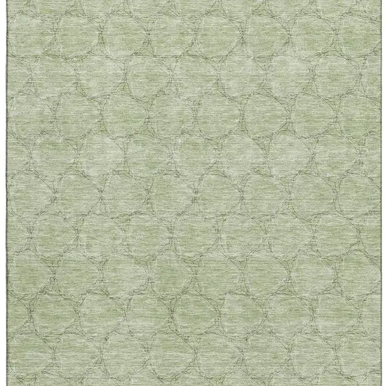Artichoke Green And Ivory Geometric Washable Area Rug With UV Protection Photo 3