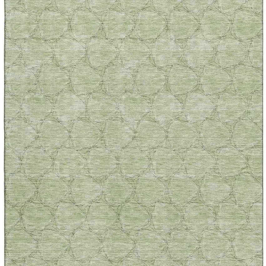 Artichoke Green And Ivory Geometric Washable Area Rug With UV Protection Photo 3