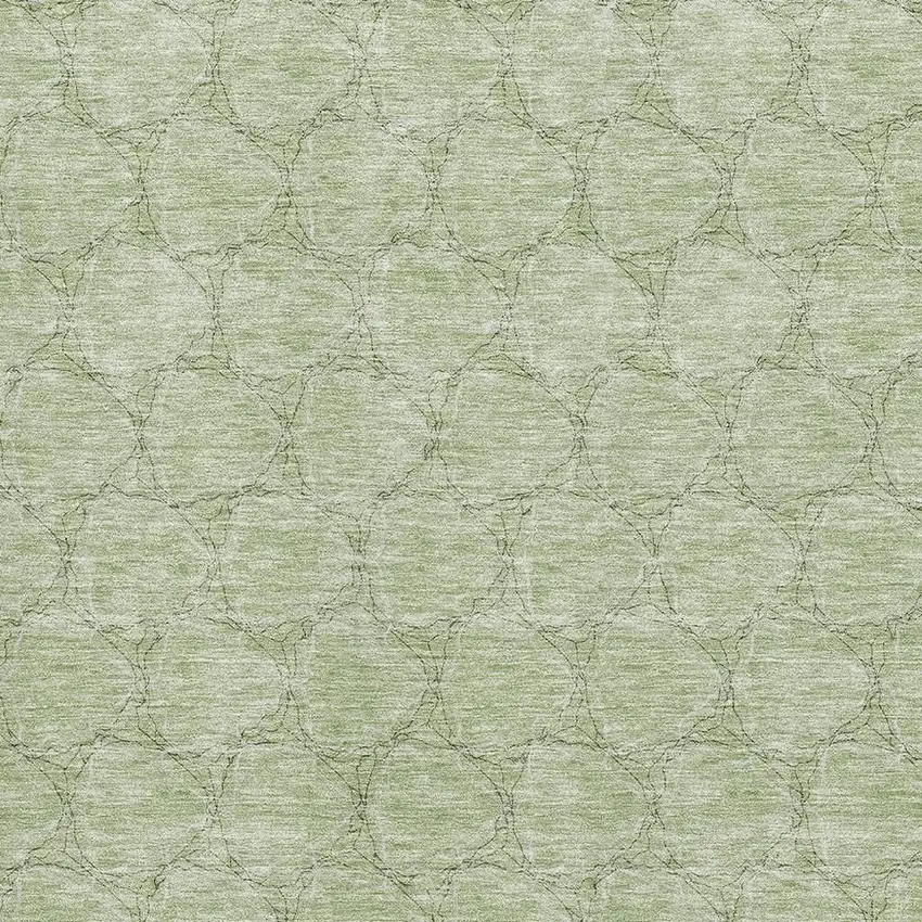 Artichoke Green And Ivory Geometric Washable Area Rug With UV Protection Photo 2