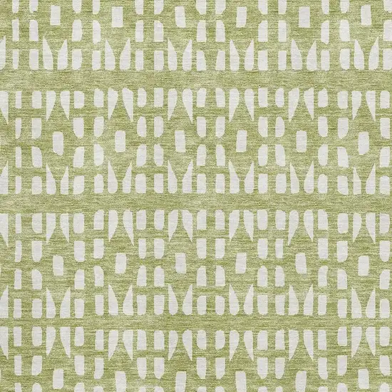 Artichoke Green And Ivory Geometric Washable Area Rug With UV Protection Photo 2