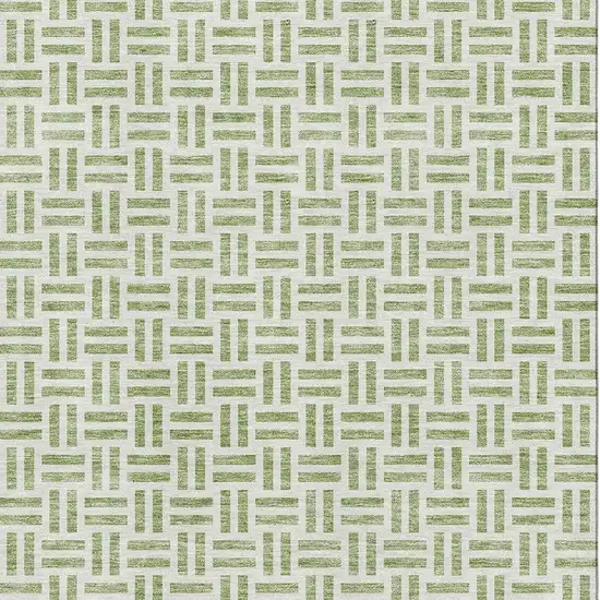 Artichoke Green And Ivory Geometric Washable Area Rug With UV Protection Photo 2
