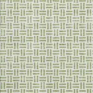 Photo of Artichoke Green And Ivory Geometric Washable Area Rug With UV Protection