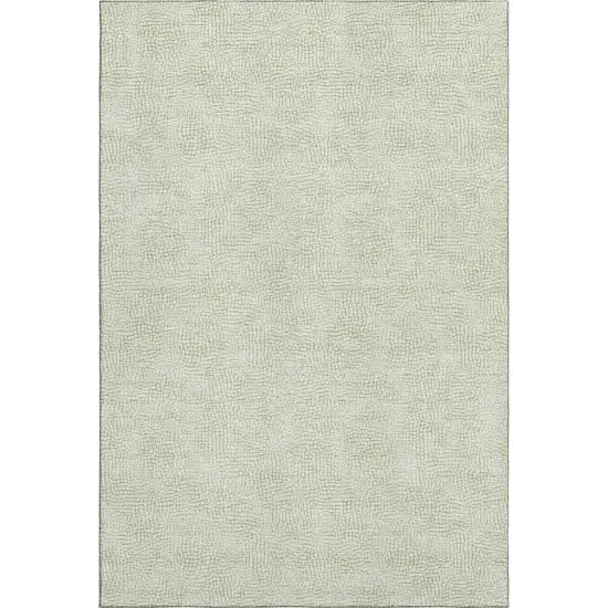 Artichoke Green And Ivory Geometric Washable Area Rug With UV Protection Photo 1