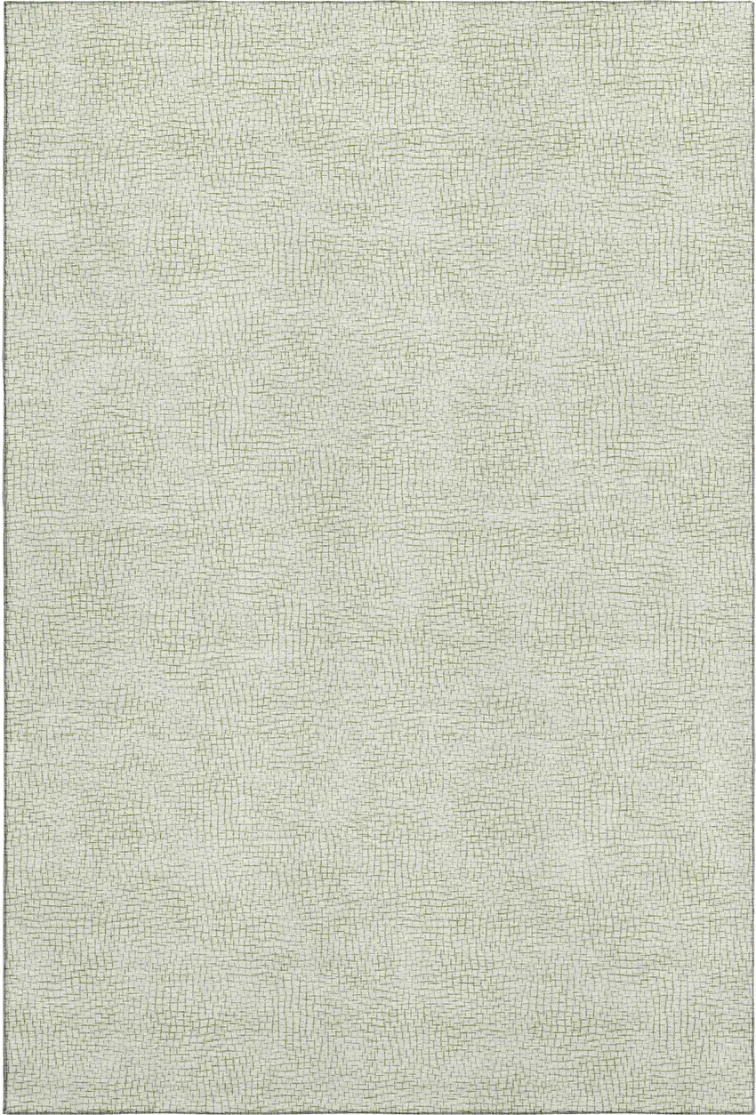 Artichoke Green And Ivory Geometric Washable Area Rug With UV Protection Photo 1