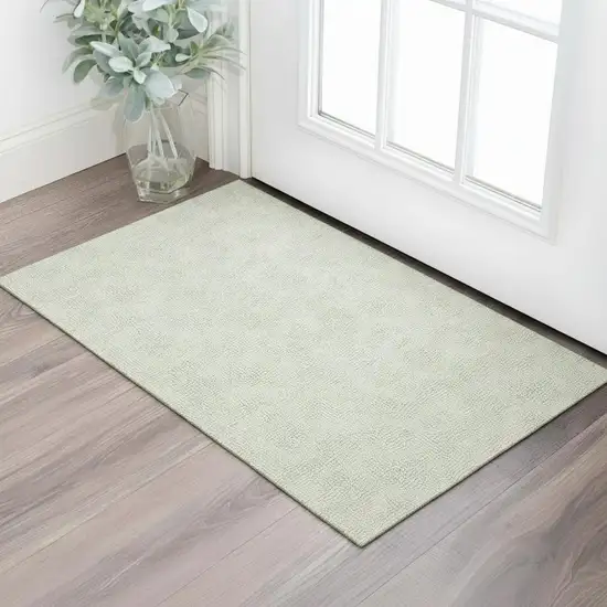 Artichoke Green And Ivory Geometric Washable Area Rug With UV Protection Photo 2
