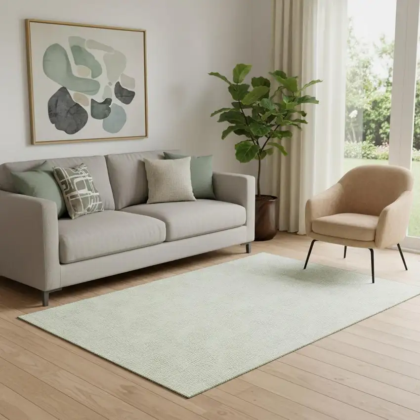 Artichoke Green And Ivory Geometric Washable Area Rug With UV Protection Photo 2