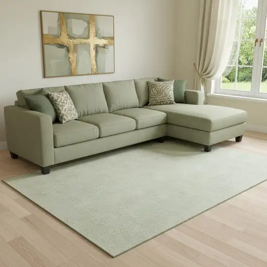 Artichoke Green And Ivory Geometric Washable Area Rug With UV Protection Photo 2