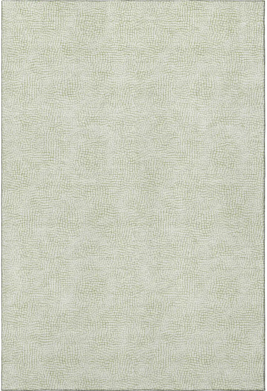 Artichoke Green And Ivory Geometric Washable Area Rug With UV Protection Photo 3