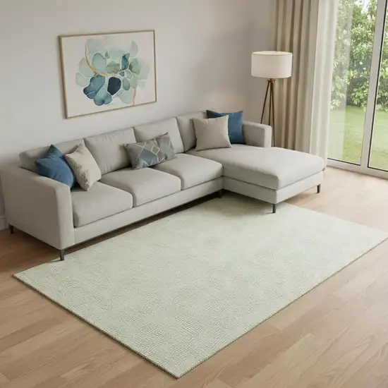 Artichoke Green And Ivory Geometric Washable Area Rug With UV Protection Photo 2