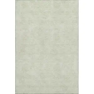 Photo of Artichoke Green And Ivory Geometric Washable Area Rug With UV Protection