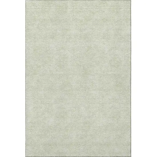 Artichoke Green And Ivory Geometric Washable Area Rug With UV Protection Photo 3