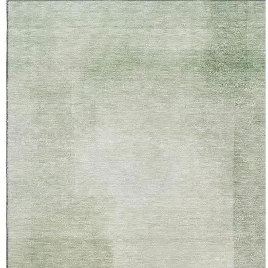 Artichoke Green And Ivory Geometric Washable Area Rug With UV Protection Photo 2