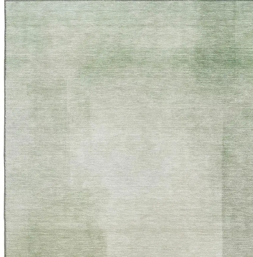 Artichoke Green And Ivory Geometric Washable Area Rug With UV Protection Photo 2