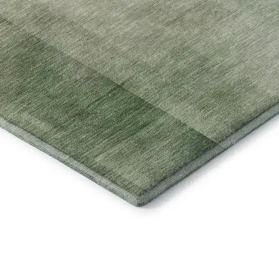 Artichoke Green And Ivory Geometric Washable Area Rug With UV Protection Photo 7