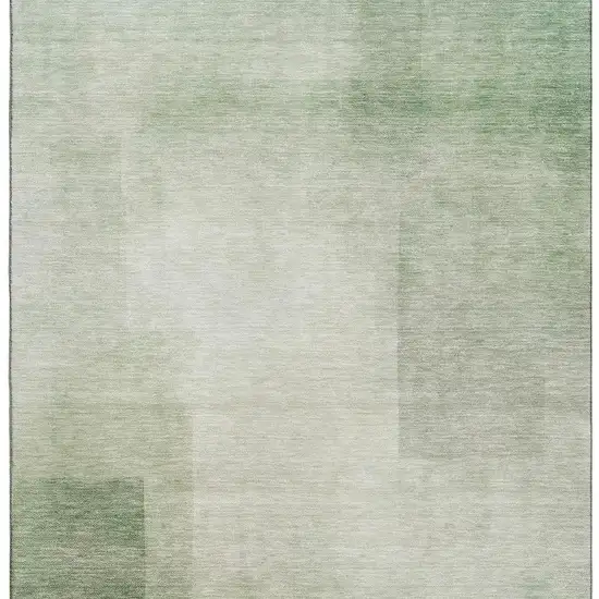 Artichoke Green And Ivory Geometric Washable Area Rug With UV Protection Photo 2