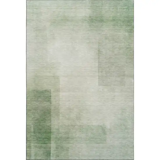 Artichoke Green And Ivory Geometric Washable Area Rug With UV Protection Photo 1
