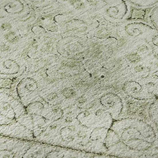 Artichoke Green And Ivory Geometric Washable Area Rug With UV Protection Photo 9