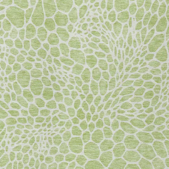 Artichoke Green And Ivory Geometric Washable Indoor Outdoor Area Rug Photo 6