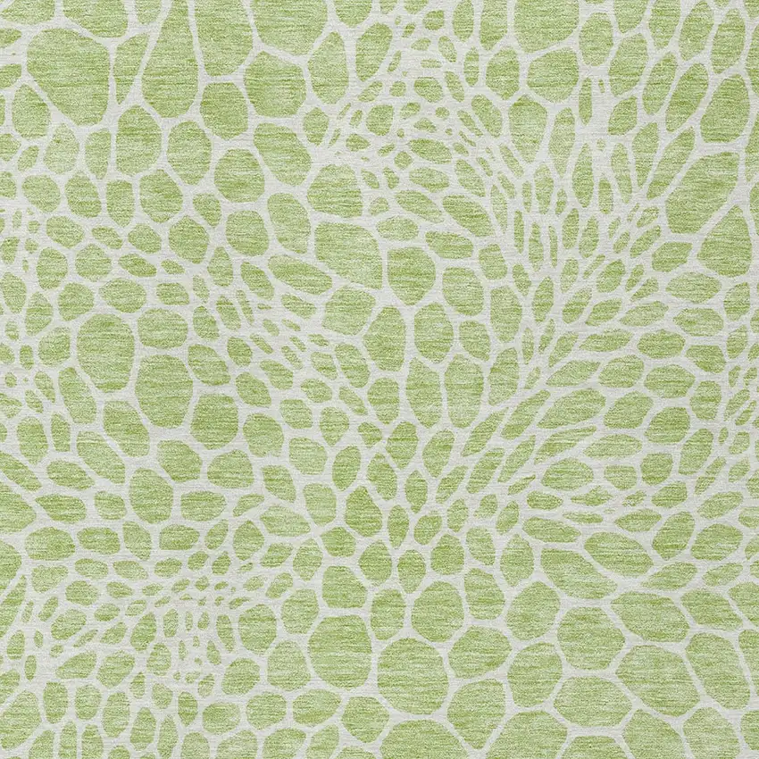 Artichoke Green And Ivory Geometric Washable Indoor Outdoor Area Rug Photo 6